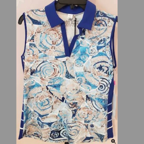 NEW DOLCEZZA golf tank top in blue/white/tan - Picture 1 of 1